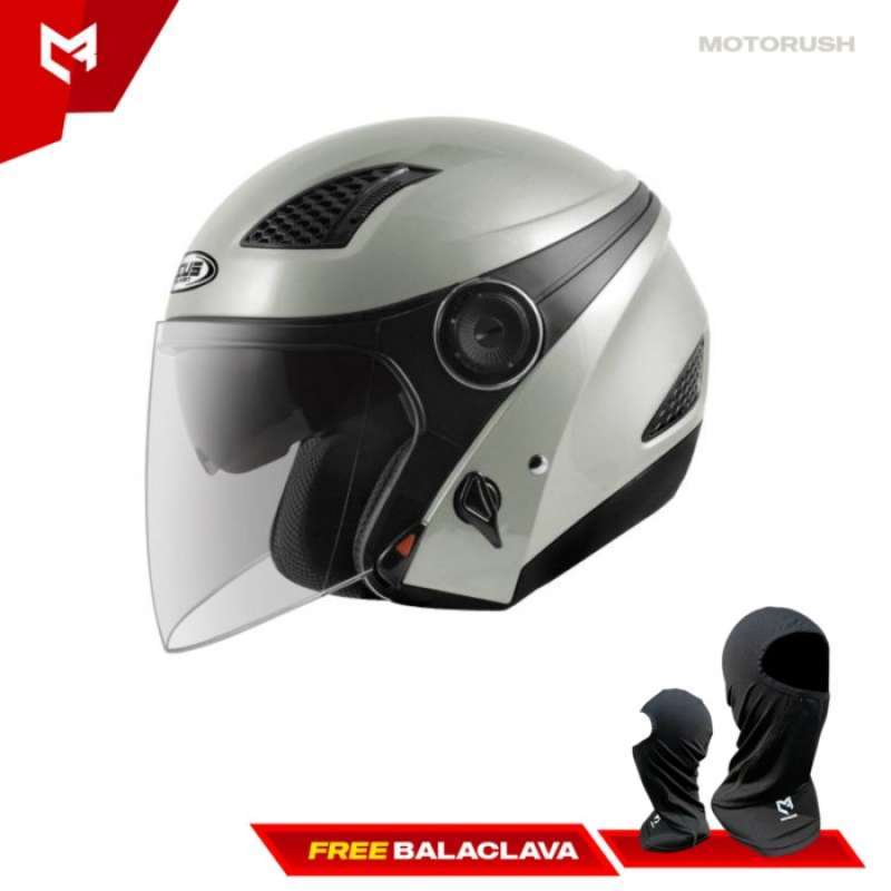 Promo Zeus Helmet Zs 610 Silver Double Visor Helm Zeus Zs.610
