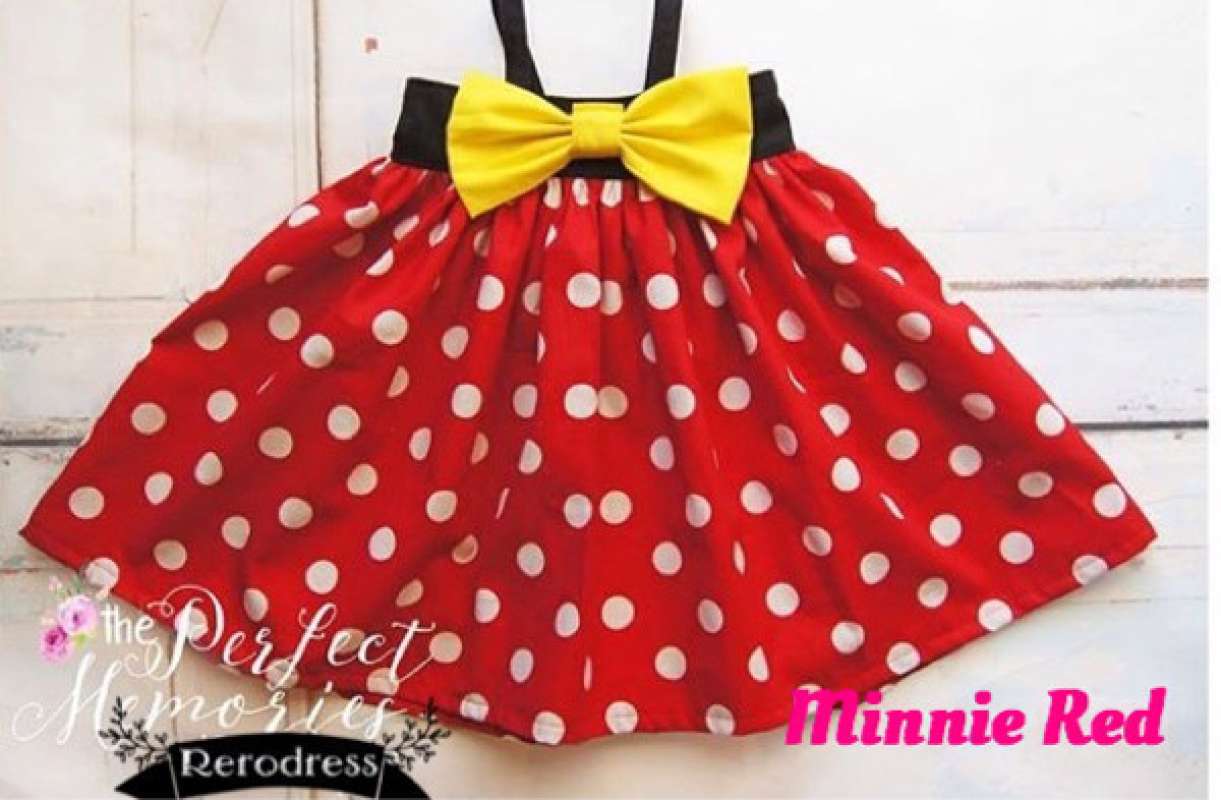 Promo Casual Minnie Mouse Polkado Merah Red Costume Party Diskon