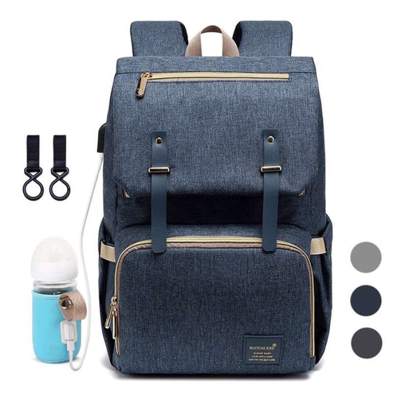 MACHINE BIRD Diaper Backpack Waterproof Multifunction Bag With USB Por