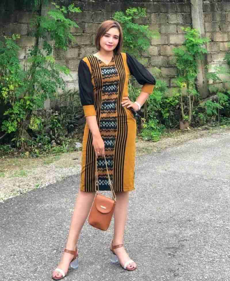 Jual dress tenun blus outer tenun ikat blangket antik halusan