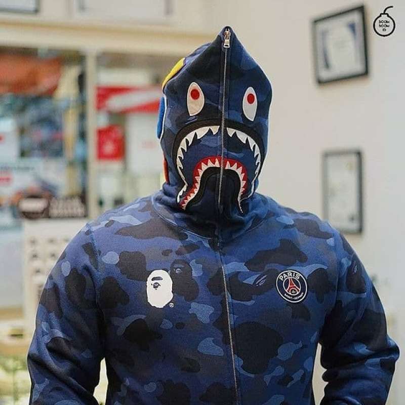 Bape x psg shark full zip hoodie navy discount