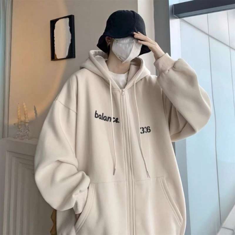 Promo ZIPPER HOODIE JAKET OVERSIZE PRIA WANITA SIMPLE LOGO BALANCE
