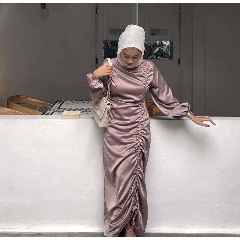 Baju dress satin 2025
