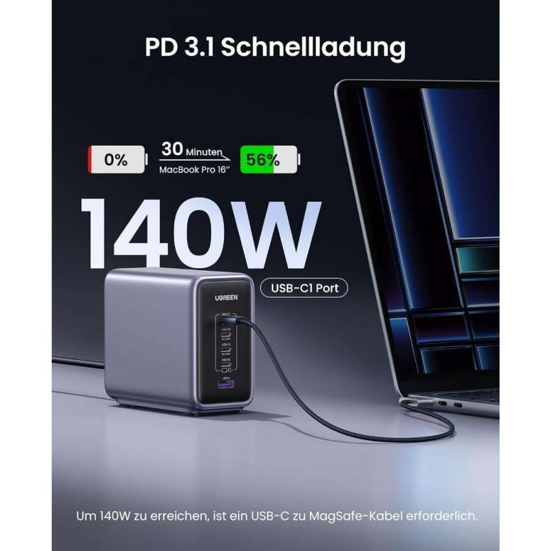 Caricatore Usb UGREEN Nexode 65W USB C GAN Cargador , Tipo Compatible Con PPS De 3 Puertos De 20w Macbook Pro Air Iphone 14 13 Se 2022 Ipad Galaxy S22 S21 S20 - 4