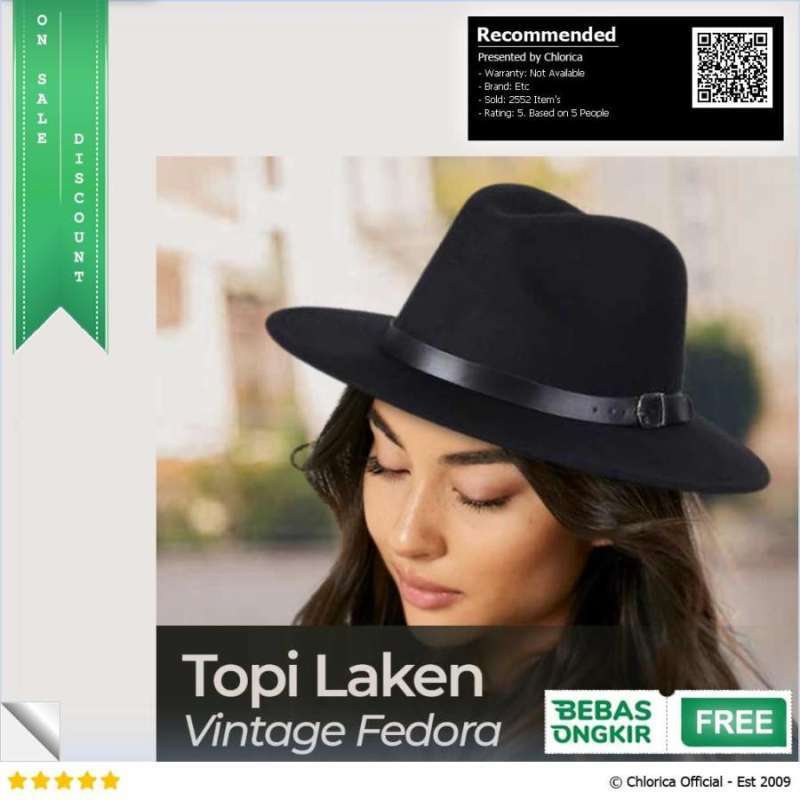 Jual JIANGXIHUITIAN Topi Fedora Panama Laken Hat Jazz Classic