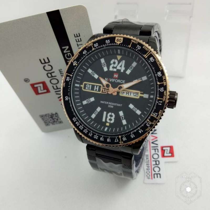 Jual Jam Tangan Pria Naviforce 9102 Original Black Orange di