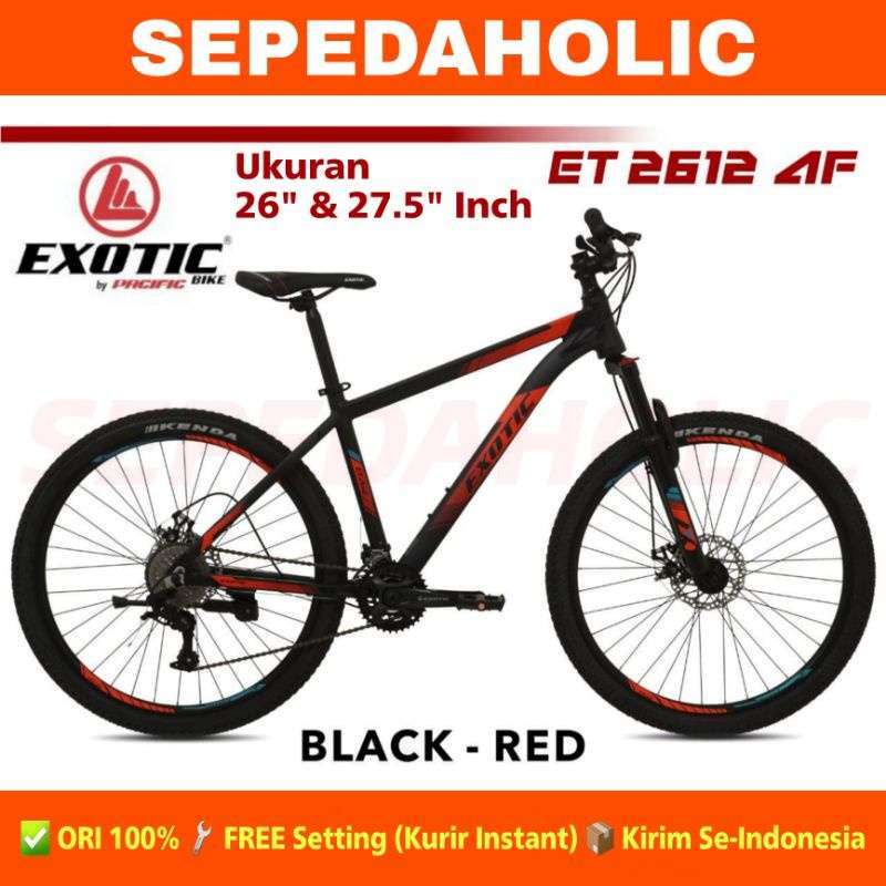 Sepeda Gunung MTB EXOTIC ET 2612 AF Ukuran 26 27.5 Inch Alloy 2x8 Speed Rem Cakram