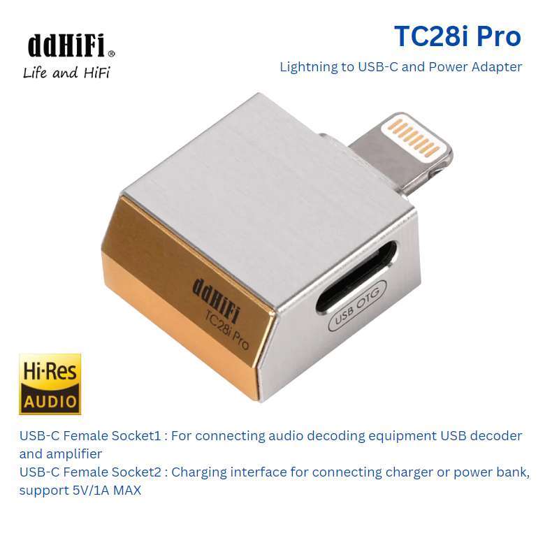 ddHiFi TC28i Pro OTG Adapter | Lightning to USB-C plus Power