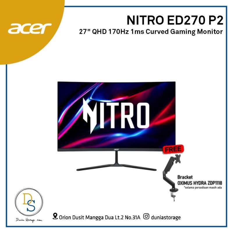 Jual ACER Nitro ED270U P2 Curved Gaming Monitor 27 QHD, 170Hz, 1ms di  Seller Dunia Storage - Mangga Dua Selatan, Kota Jakarta Pusat | Blibli