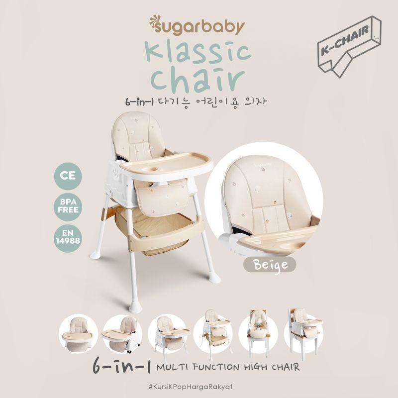 Feeding Chair Beige Sugar Baby Klassic Chair High Chair 6in1 Kursi