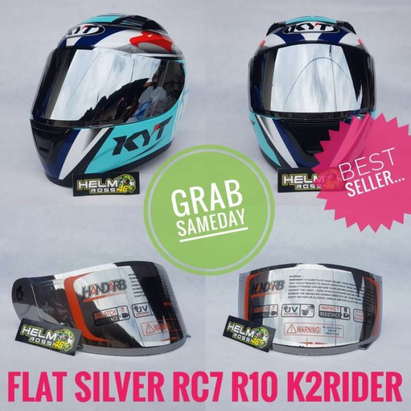 Promo Kaca Visor Flat Iridium Silver Kyt Rc7 R10 K2Rider Diskon 23
