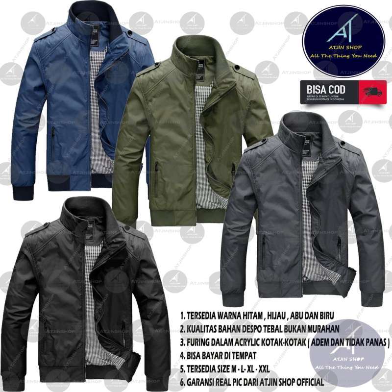 Jual Jaket Bomber Pria Model Harrington Herringtone Musim Dingin