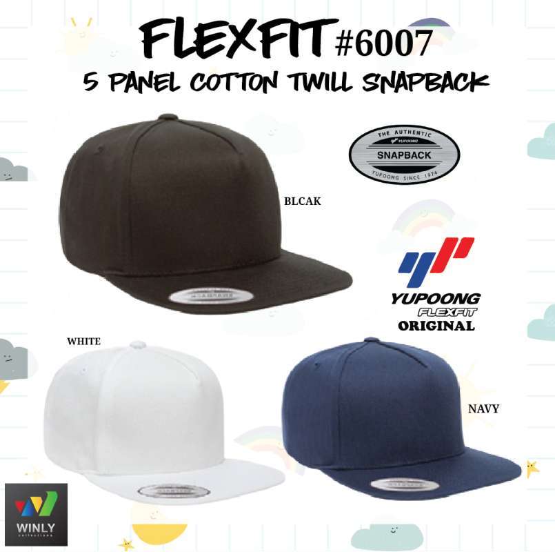 Jual Topi Flexfit 5 Panel Cotton Twill Snapback 6007 Yupoong ORI