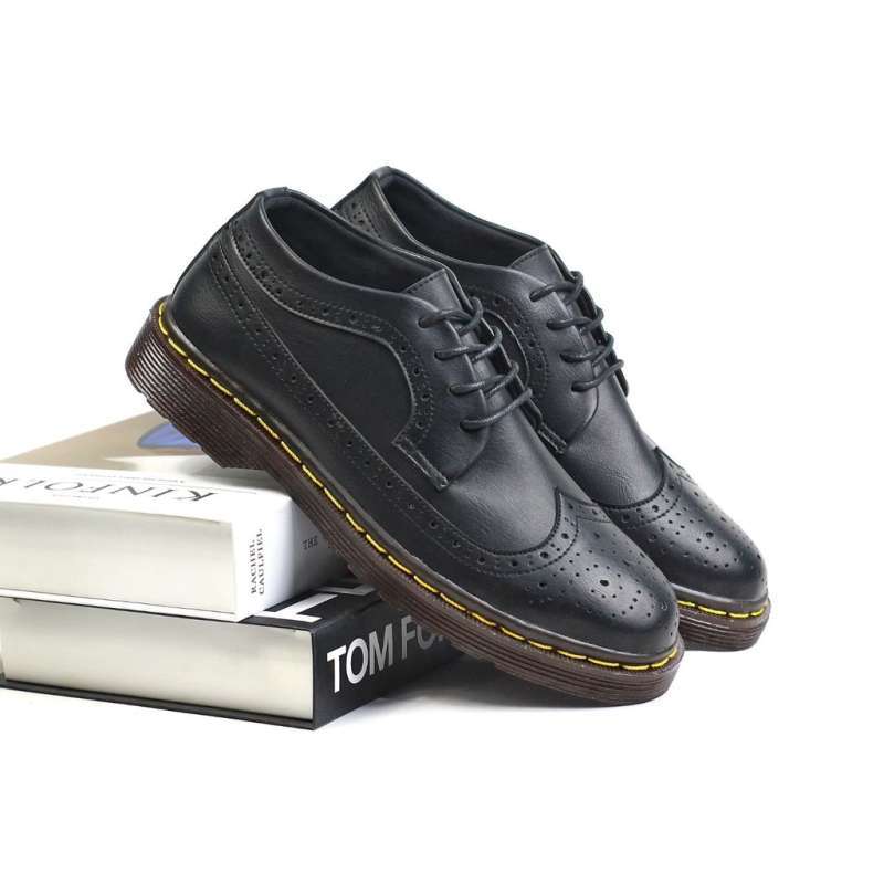 Hedwig Sepatu Docmart pria Low wingtip dokmart ori Sepatu Formal Pantofel Pria Resmi Formal Tali Hitam Coklat Kulit PU Original