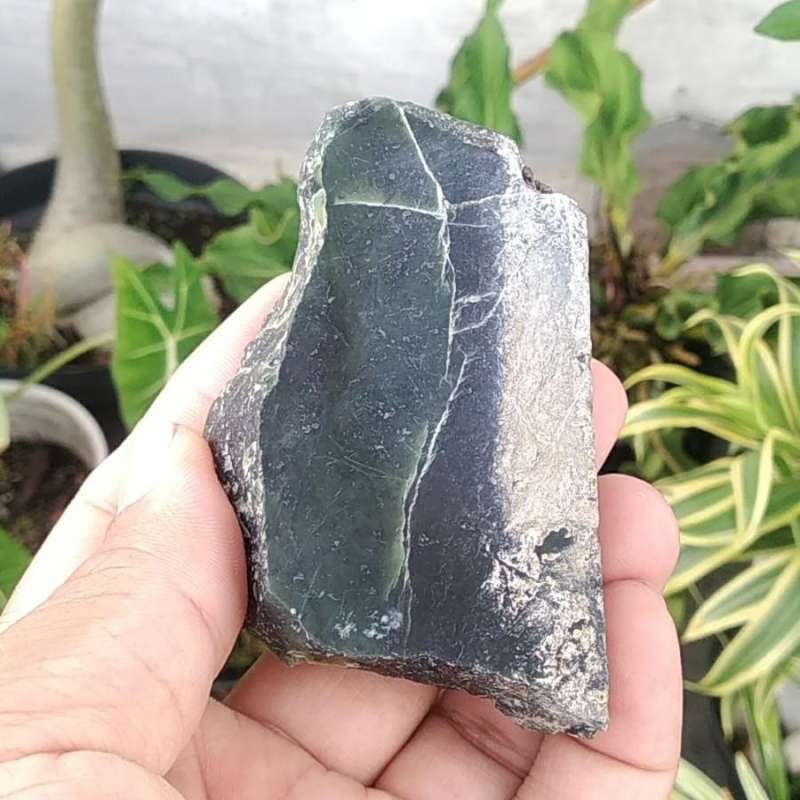 Jual Rough Bongkahan Bahan Batu Natural Black Jade Giok