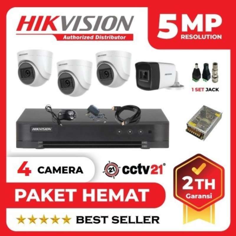 Promo Paket Cctv Hikvision 5Mp 4Ch 4 Channel Dvr Hdmi Lan Promo