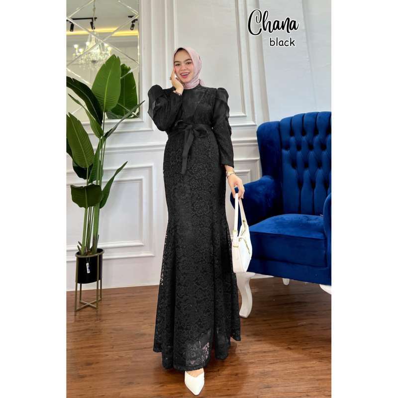 Jual Chana Gamis Pesta Brukat Duyung Organza Cantik Semua