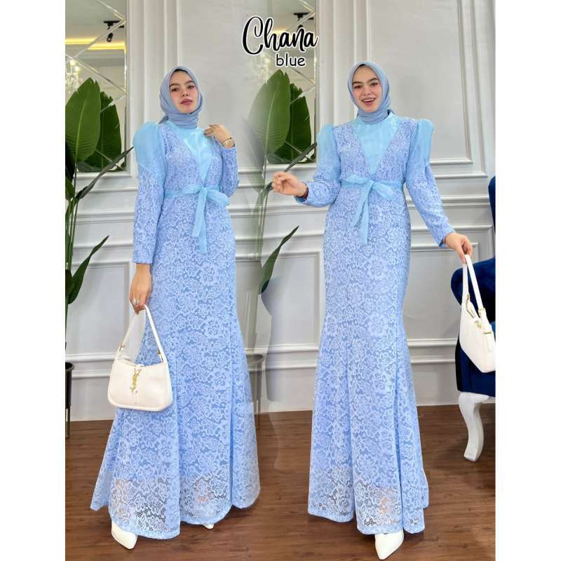 Jual Chana Gamis Pesta Brukat Duyung Organza Cantik Semua