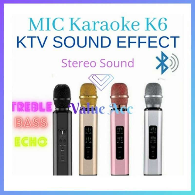 Jual Mic Wireless Bluetooth Karaoke Player K6 Microphone Speaker