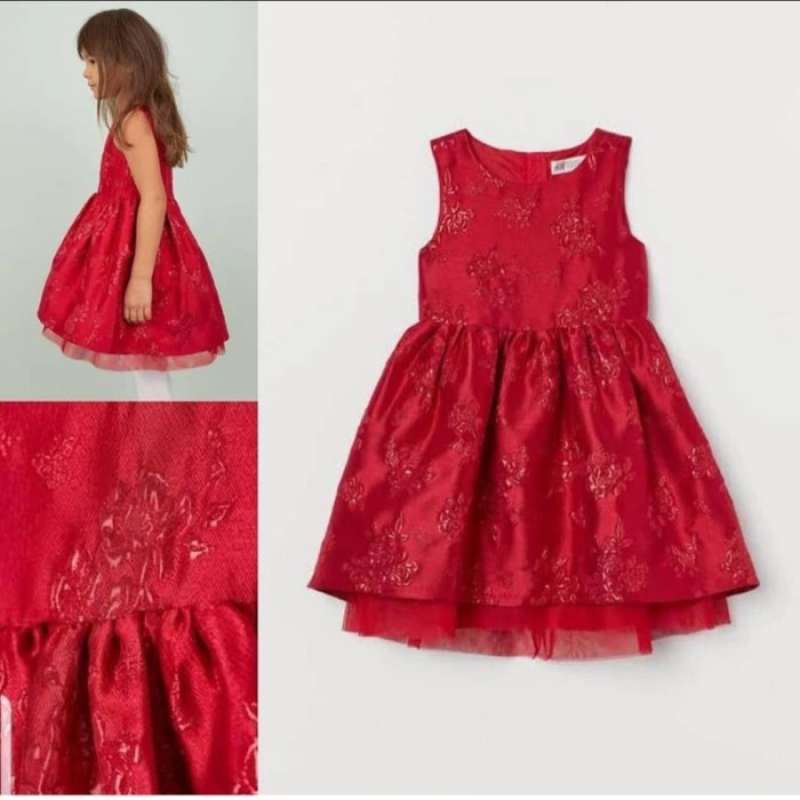dress anak cantik merah sequin mewah H M original branded SALE