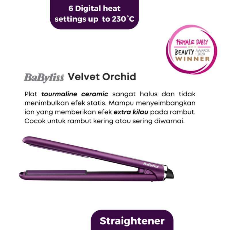 Promo NEW Babyliss Velvet Orchid 235 Straightener 2513U Diskon
