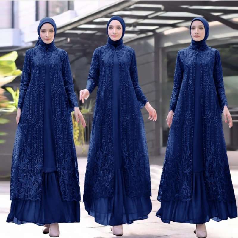 Jual Maxi Dress Wanita Satin Gaun Pesta Nikahan Kondangan Baju