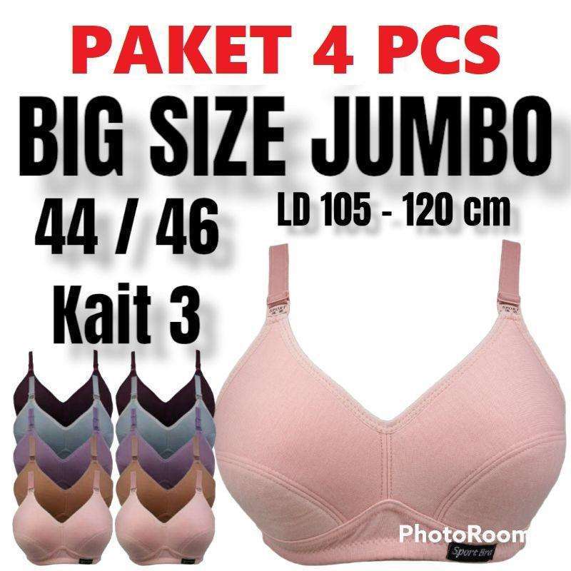 50.000 Dapat 4 BH Jumbo Bra Sport Big Size Ukuran 44 Dan 46 BH Sport Ukuran Besar Tanpa Busa Tanpa Kawat Kait 3