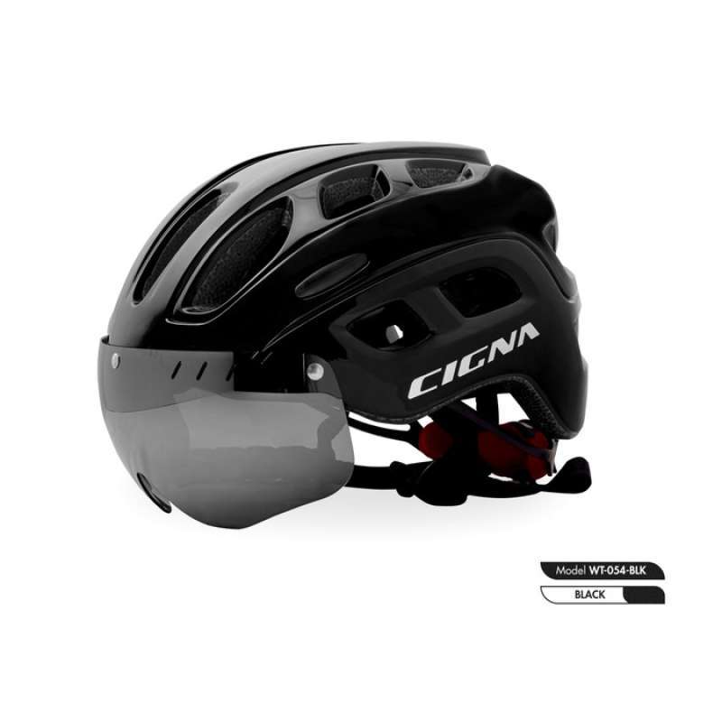 Jual cigna wt 054 bike helmet light visor helm sepeda black