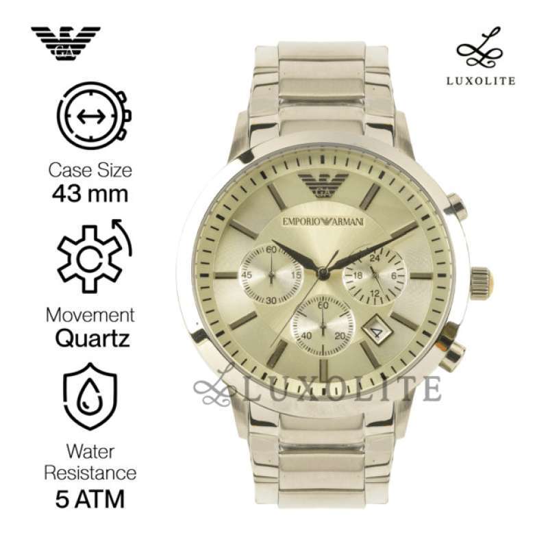 Jam Tangan Pria Emporio Armani Chronograph Silver Stainless AR2458
