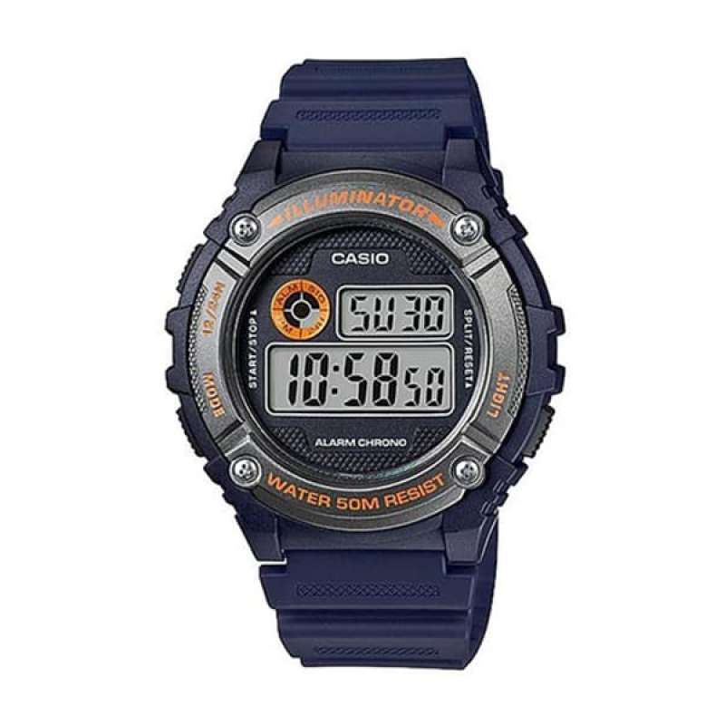Promo Jam Tangan Casio Digital Blue Resin Alarm Light Sport W 216H