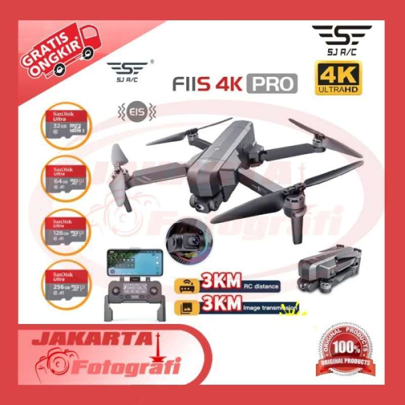 Promo Drone SJRC F11 4K PRO PTZ Version EIS Dual AntiShake Self