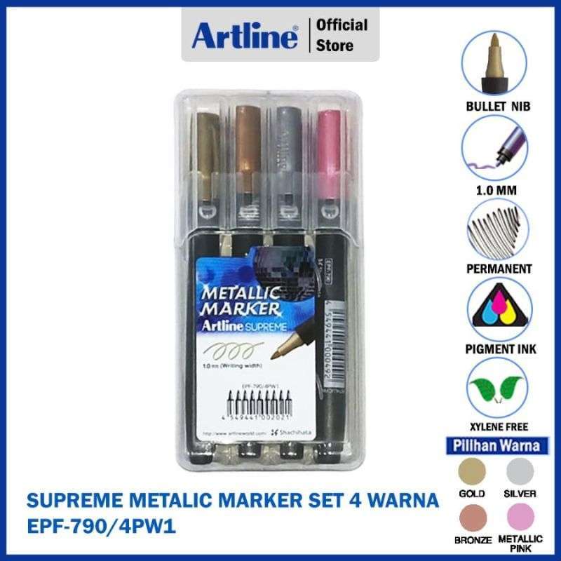 ARTLINE Spidol Supreme Permanent Marker Metalic Set Colour EPF-790/4