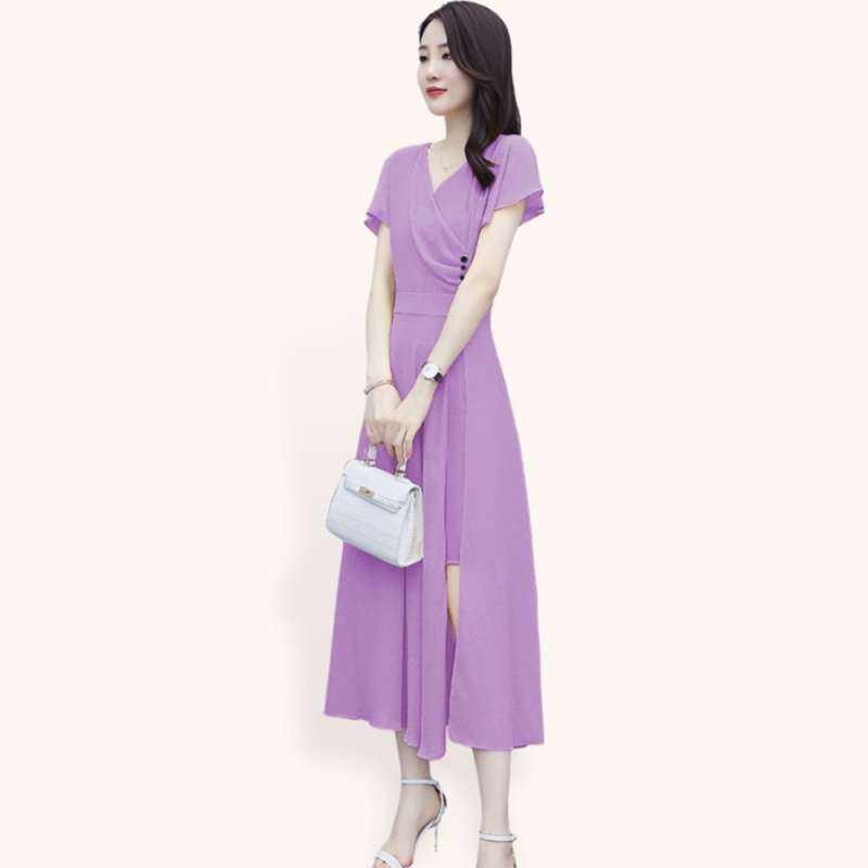 Promo Midi Dress Lengan Pendek Sifon Wanita Gaya Korea Model