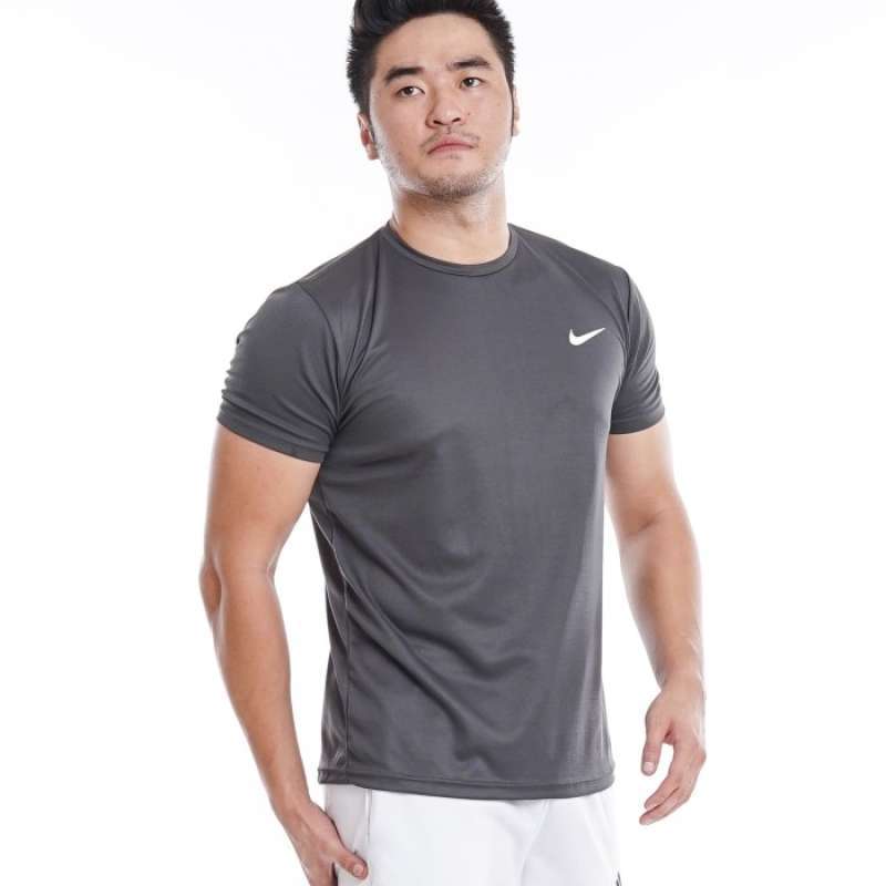 Kaos Olahraga Pria T shirt Bahan Dry Fit Baju Olahraga Pria NI01 M Hitam