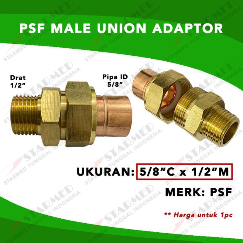PSF Male Union Adaptor Pipa Tembaga 5 8