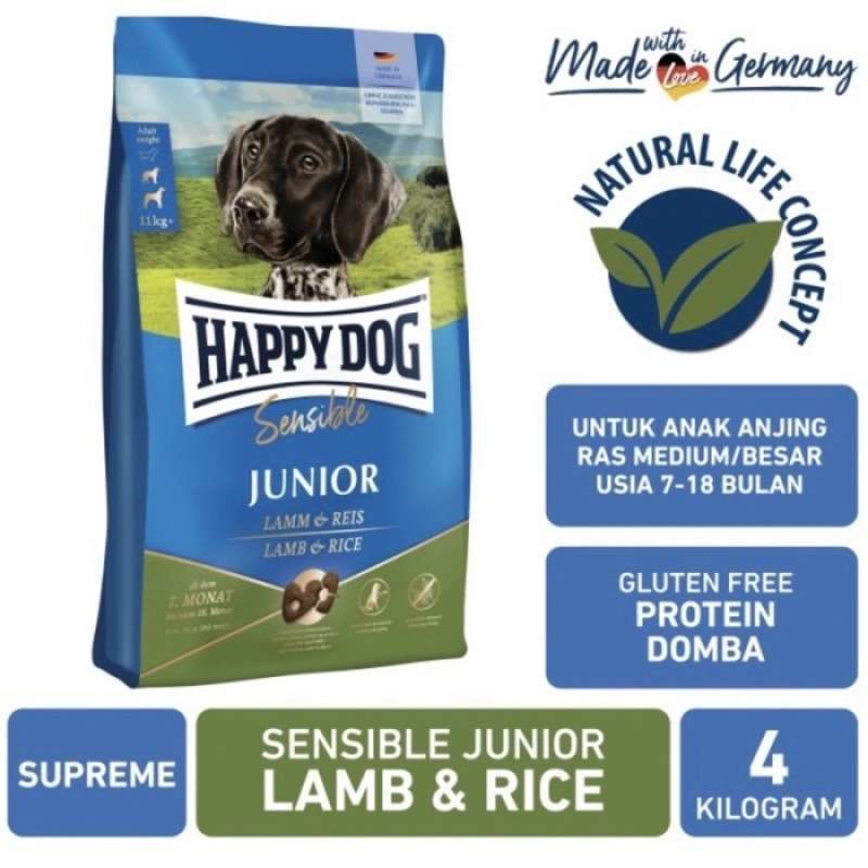 Promo Happy Dog Supreme Sensible Junior Lamb dan Rice 4Kg Diskon