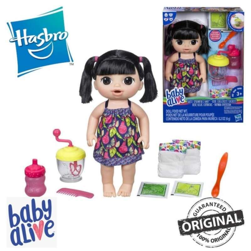 Promo Hasbro Baby Alive Sweet Spoonfuls Baby Black Straight Hair