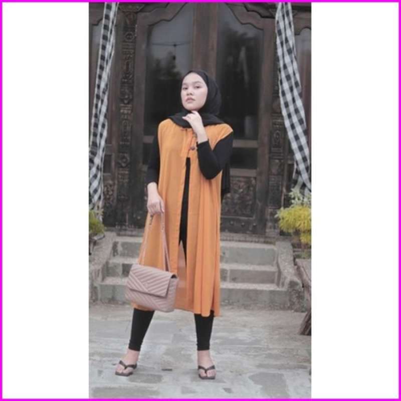 Jual Outer Ceruty Babydoll Cardigan Panjang Wanita Tanpa Lengan