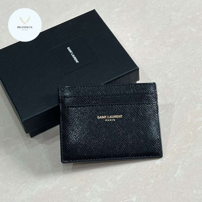 Jual Yves Saint Laurent East West Logo Cardholder In Black Bark
