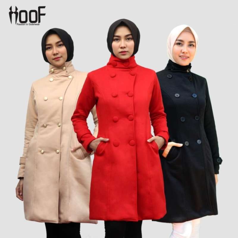 Jaket Coat Mantel Baju hangat Wanita Korea Reysotic Merah