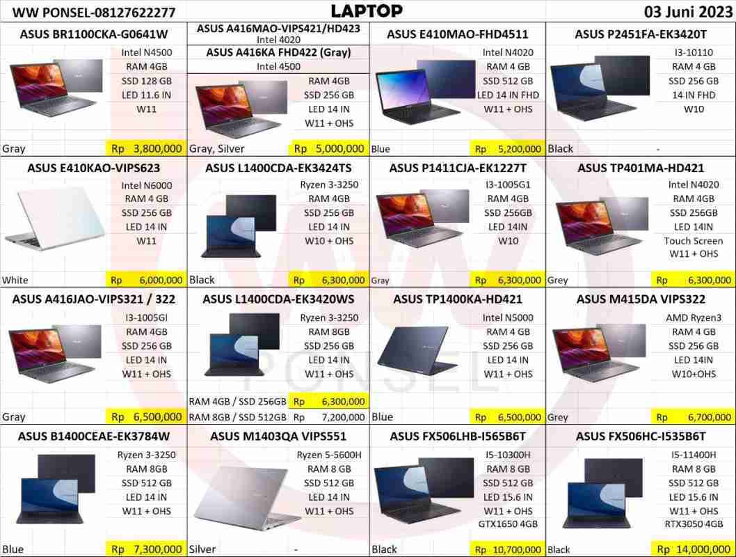 LAPTOP ASUS ACER HP LENOVO GARANSI RESMI NEW