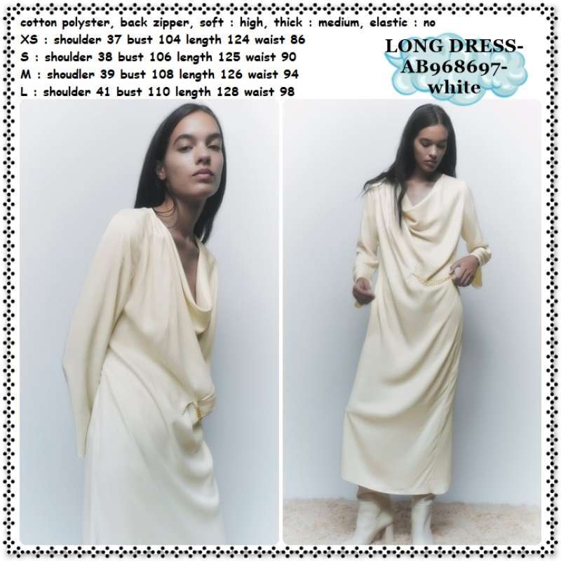 Jual Ab968697 Long Dress Midi Lengan Panjang Wanita Korea Import Putih  White Di Seller Amelie Butik - Wijaya Kusuma, Kota Jakarta Barat | Blibli