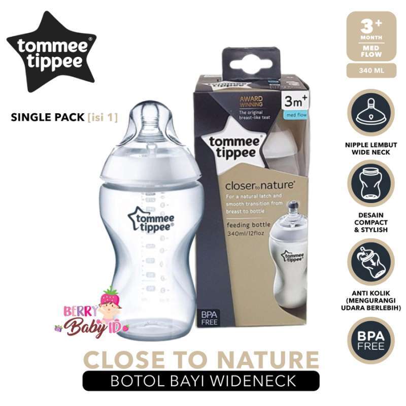 Tommee Tippee Closer to Nature Single Twin Triple Pack Botol Susu Bayi  Berry Baby