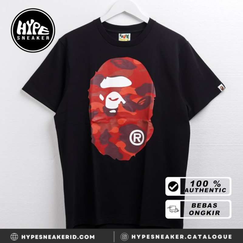 Jual Kaos BAPE HEAD CAMO RED BLACK Tshirt 100 ORIGINAL di Seller