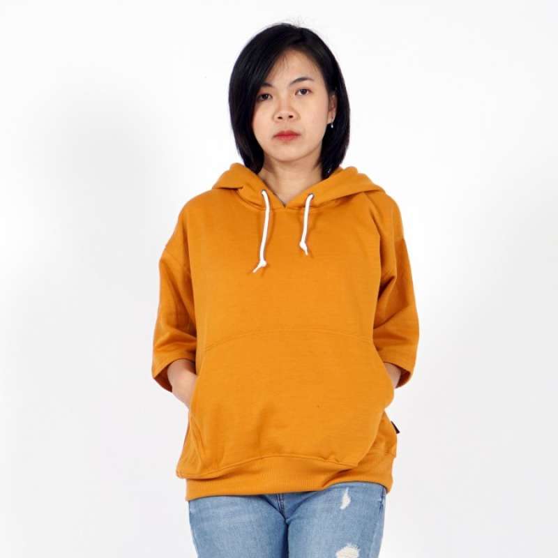 Hoodie lengan top pendek oversized