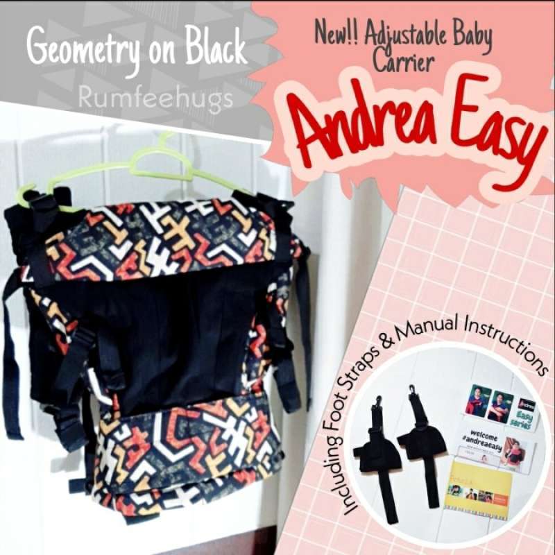 Jual Andrea Easy Geometri On Black Baby Carrier Gendongan