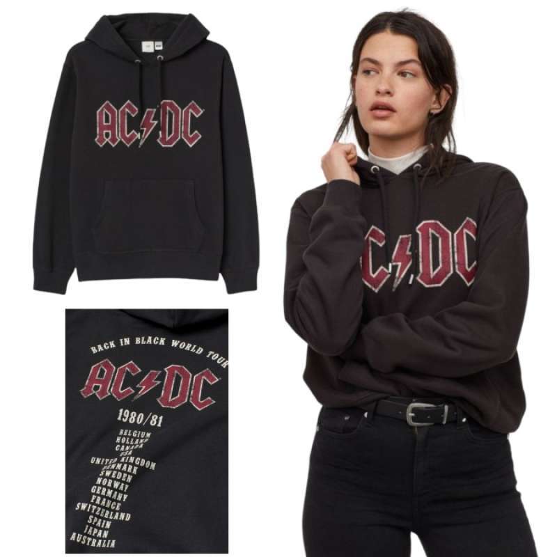 Jual Hoodie acdc h m hnm AC DC black printed di Seller Plaza