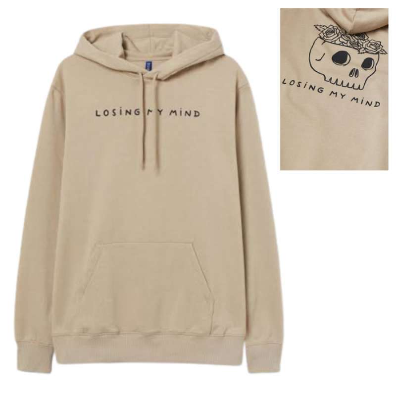 Jual Hoodie H M Losing My Mind Brown Full Tag di Seller Plaza