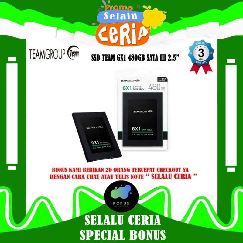 Promo SSD TEAM GX1 480GB SATA 2.5 GARANSI 3 TAHUN Diskon 23 di