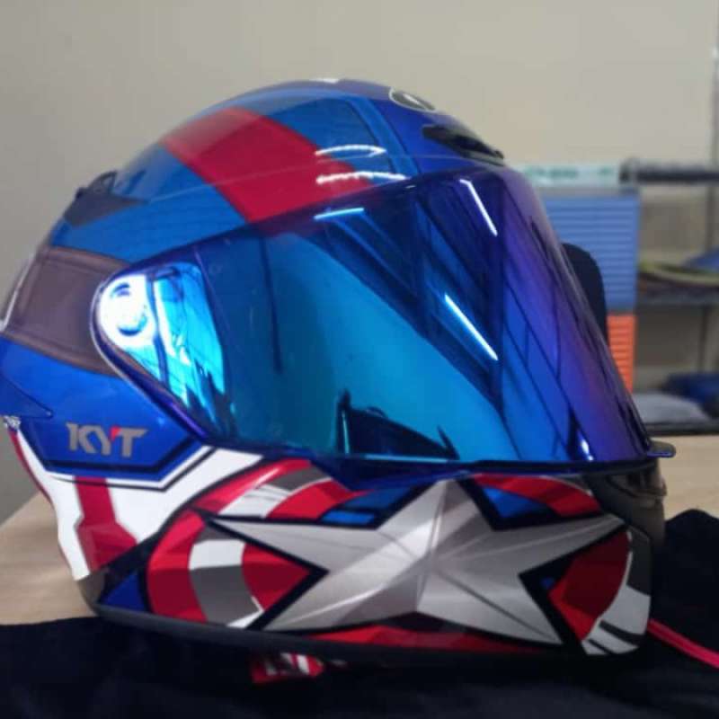 Promo Flat Visor Iridium Blue Kyt Tt Course Visor Kyt Tt Course
